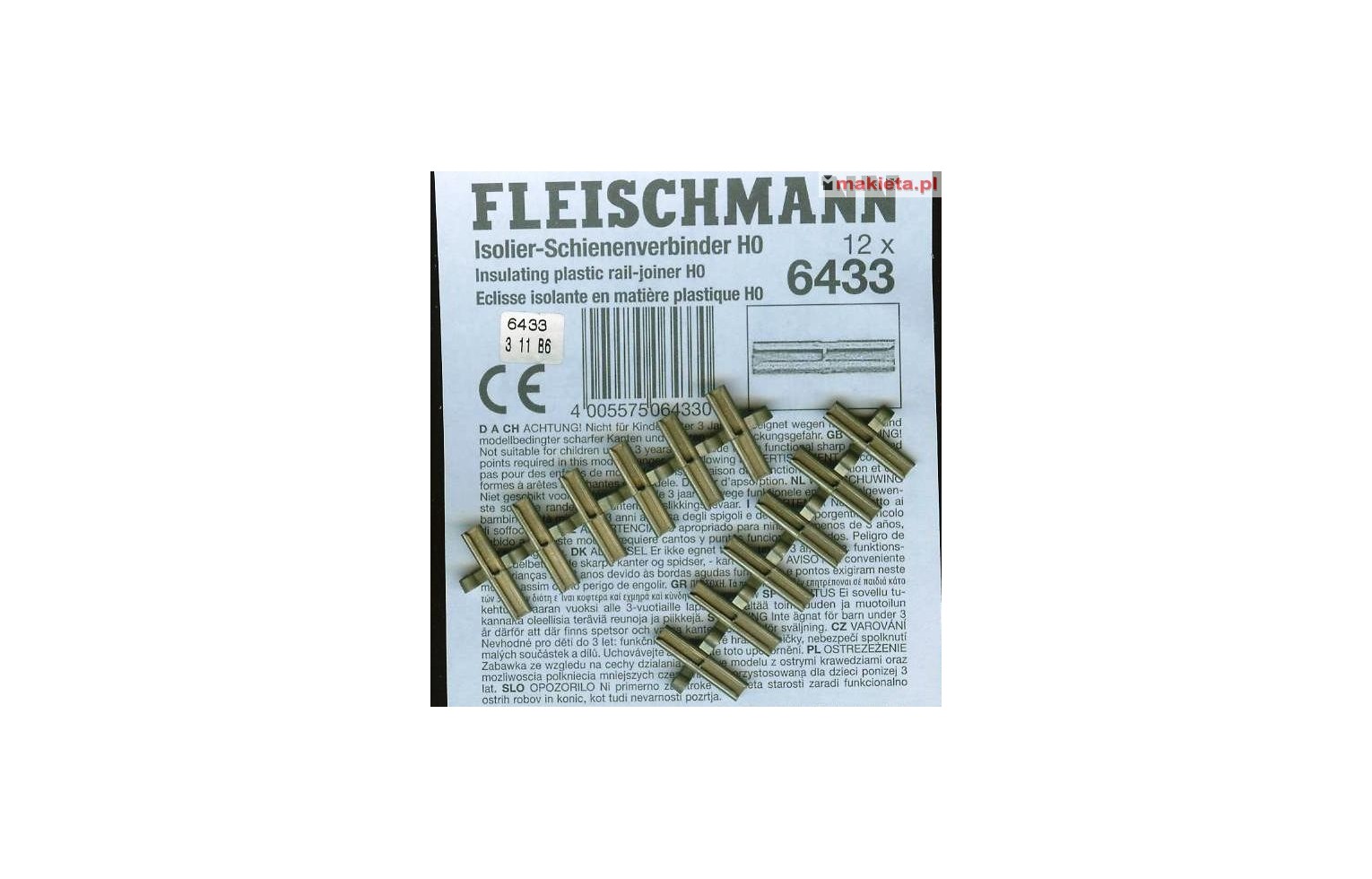 Fleischmann 6433, Złączki izolacyjne, 12 szt., H0 Profi-Gleis