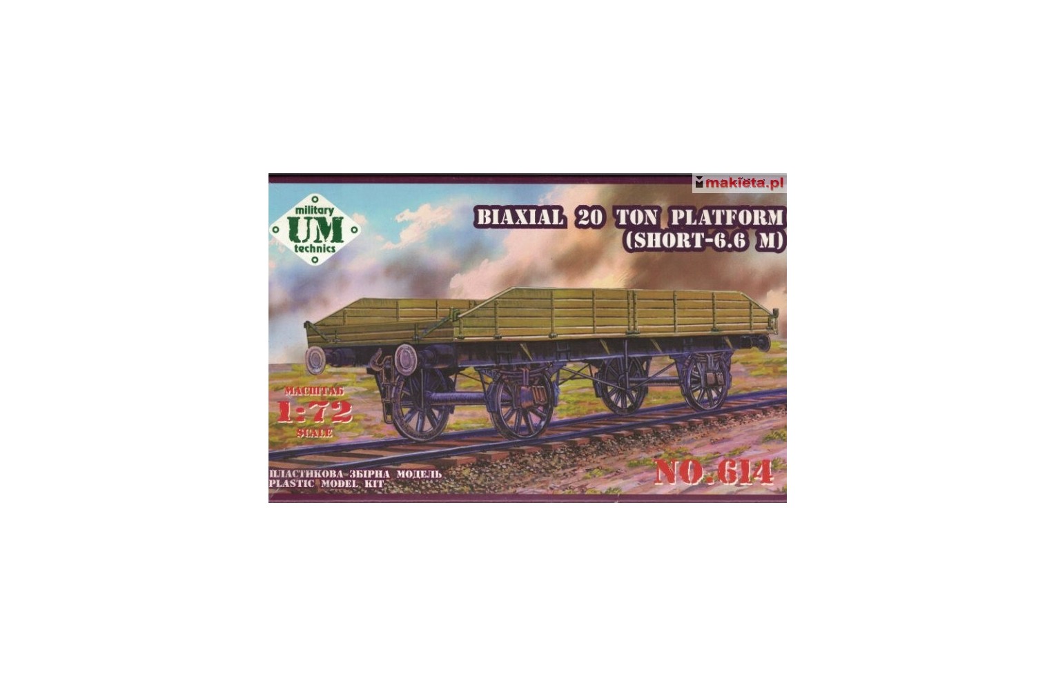 UM MT 614, Biaxial 20 Ton, wagon platforma , model, skala 1:72.