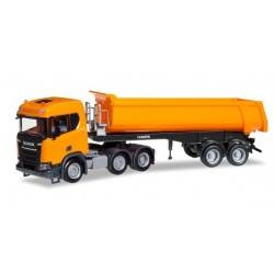 Herpa 309394, Scania CR ND XT 6x2 dump semitrailer, communal orange, skala H0
