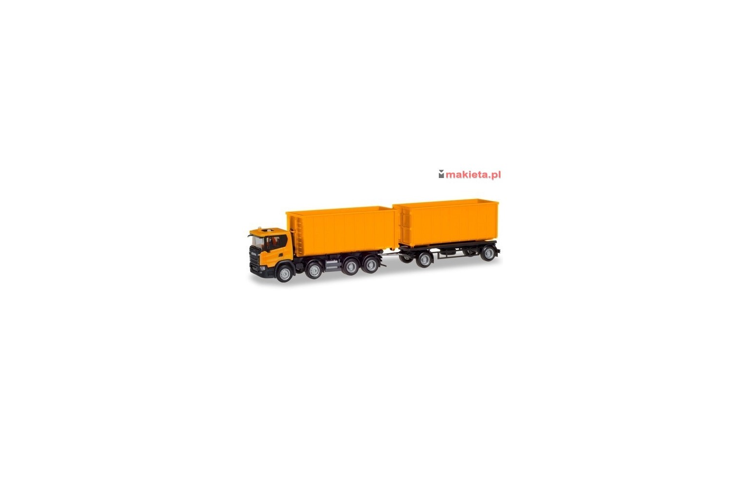 Herpa 309950, Scania CG 17 8×4 roll-off container trailer, skala H0.