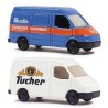 Rietze 16042, Dwa modele: Ford Transit "Tucher" + Ford Transit "Quelle", skala N (1:160).
