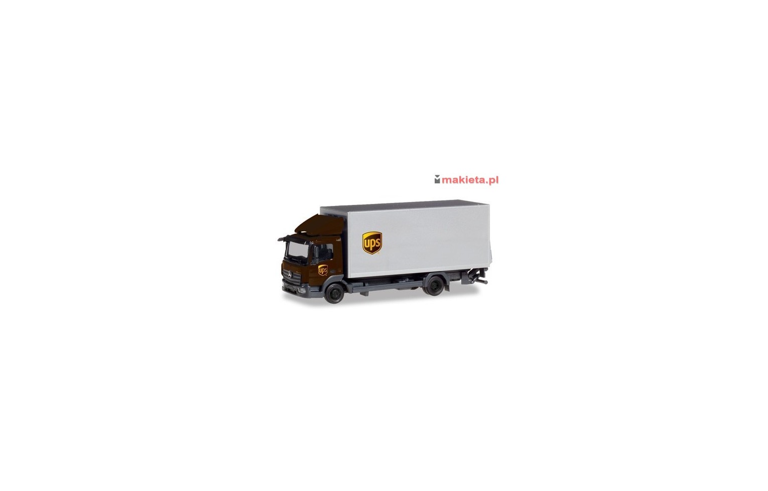 Herpa 310208, Mercedes-Benz Atego box truck with liftgate "UPS", skala H0.