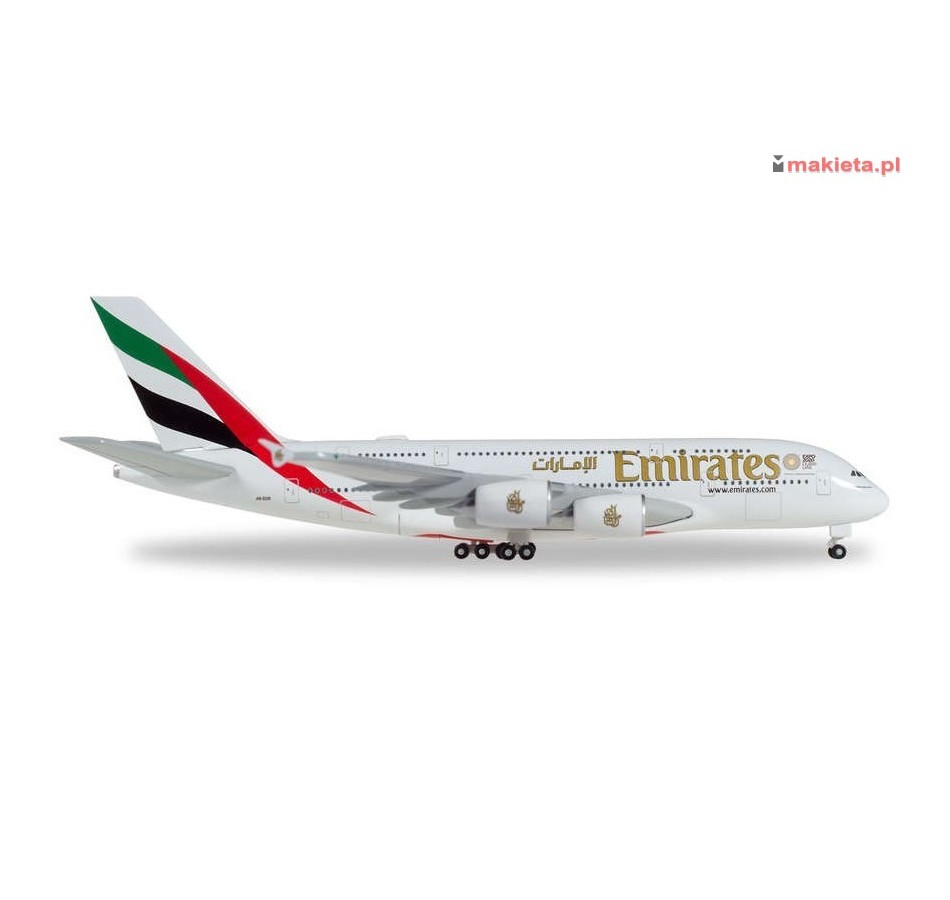 Herpa 514521, Emirates Airbus A380, A6-EOX, metal, skala 1:500.