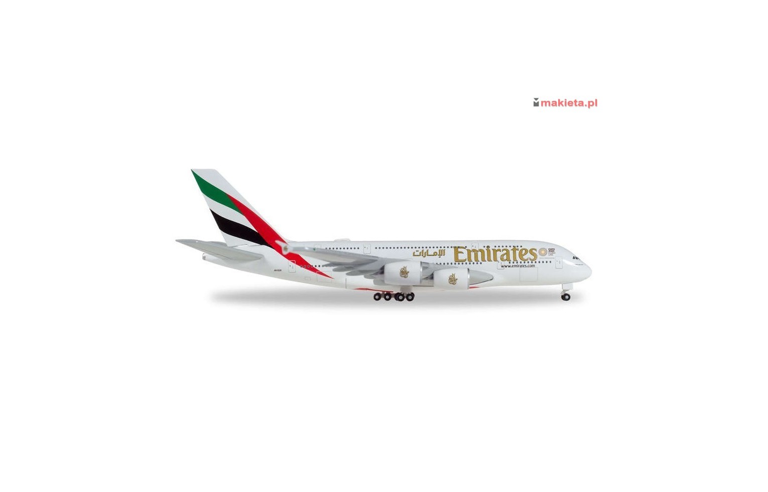 Herpa 514521, Emirates Airbus A380, A6-EOX, metal, skala 1:500.