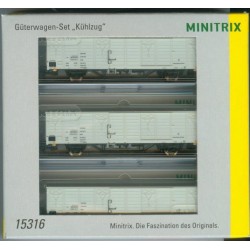 TRIX / MINITRIX 15316, Zestaw: trzy wagony, chłodnie Ibblps, DR,