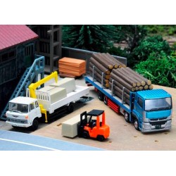 TOMYTEC 977877, Motyw: tartak, transport drewna, zestaw pojazdów i akcesoriów, skala N (1:150/1:160).