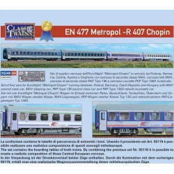 A.C.M.E. 55248. Zestaw: 4 wagony pociągu EN 477 Metropol / R 407 Chopin, MAV / PKP, ep.VI, skala H0.