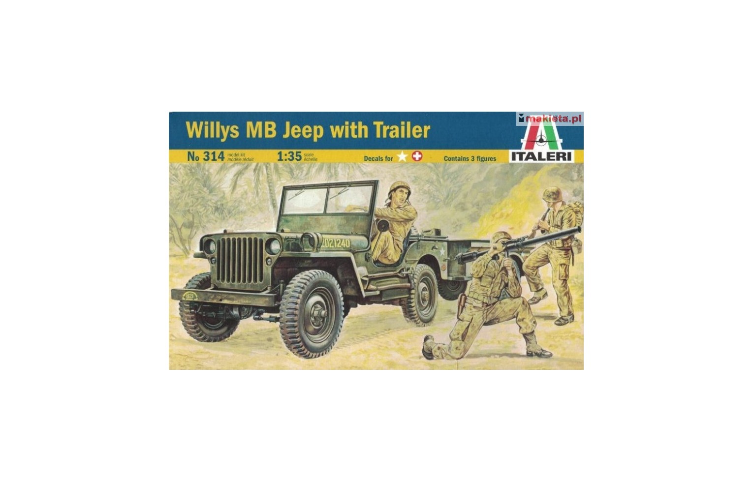 Italeri 0314. Willys MB Jeep with Trailer, skala 1:35 (314)