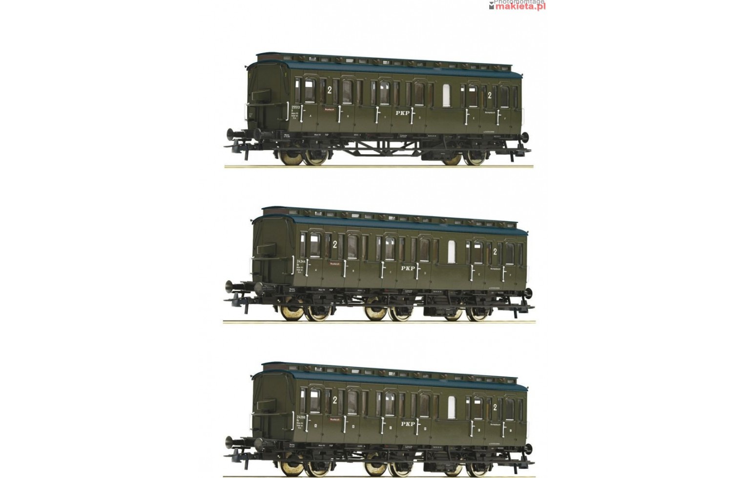 ROCO 74020, Zestaw: trzy wagony osobowe PKP (boczniaki), ep.III-IV, skala H0