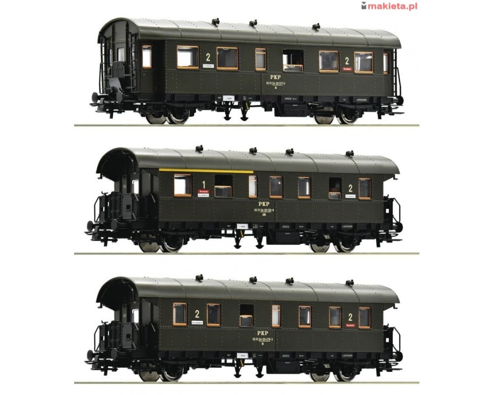ROCO 74019, Zestaw: trzy wagony osobowe PKP ("Donnerbüchsen"), ep.IV, skala H0