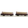 Fleischmann 881907, Zestaw: dwa wagony z kłonicami, z ładunkiem drewna, DB, ep.III-IV, skala N.