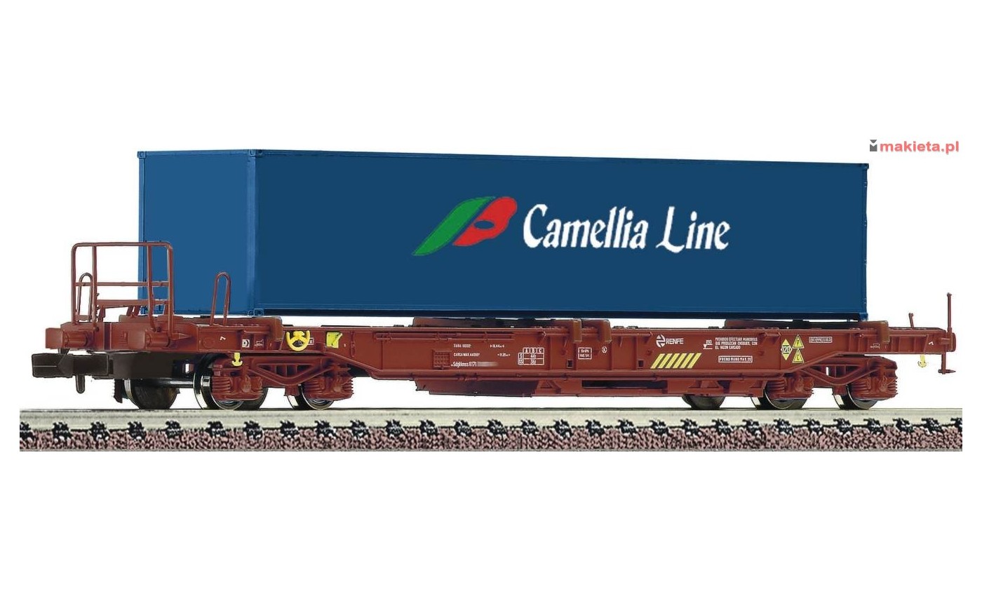 Fleischmann 845368, Wagon platforma z kontenerem "Camellia Line", Renfe, ep.V, skala N.