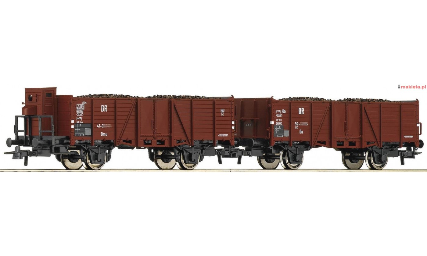 ROCO 67166, Zestaw: dwa wagony z ładunkiem węgla, DR, ep.III, skala H0