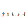 Faller 151650. Sporty zimowe, zestaw figurek, osoby na nartach, desce, skala H0