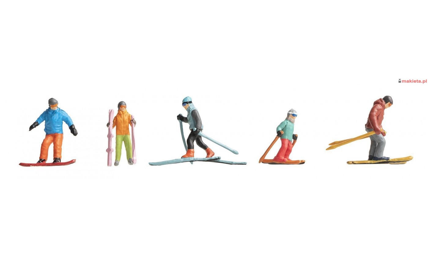 Faller 151650. Sporty zimowe, zestaw figurek, osoby na nartach, desce, skala H0
