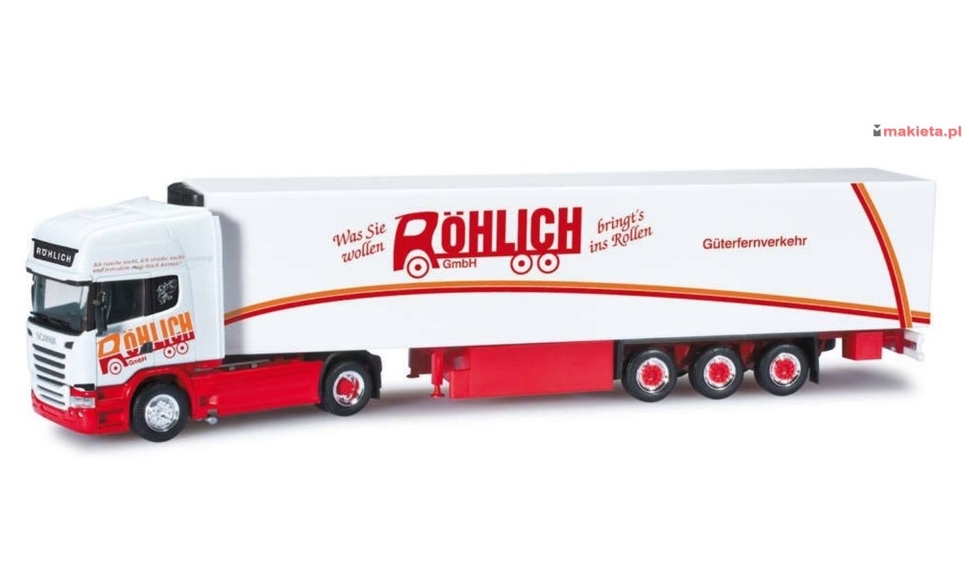 Herpa 302654. Scania R TL SZ, Scania R Streamline Topline refrigerated "Röhlich", skala H0.