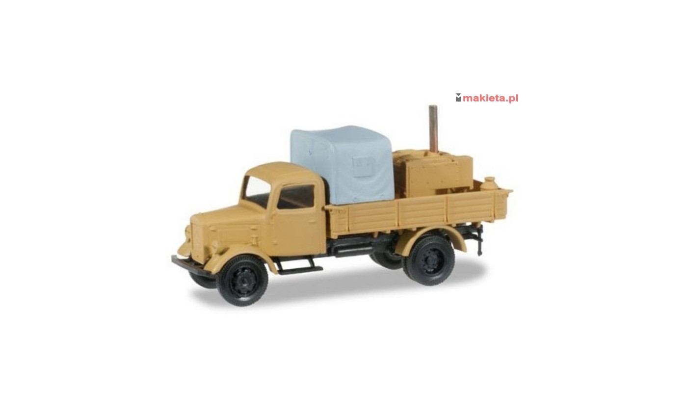 Herpa 745017. Truck with field kitchen, lumber and canvas cover, sand beige