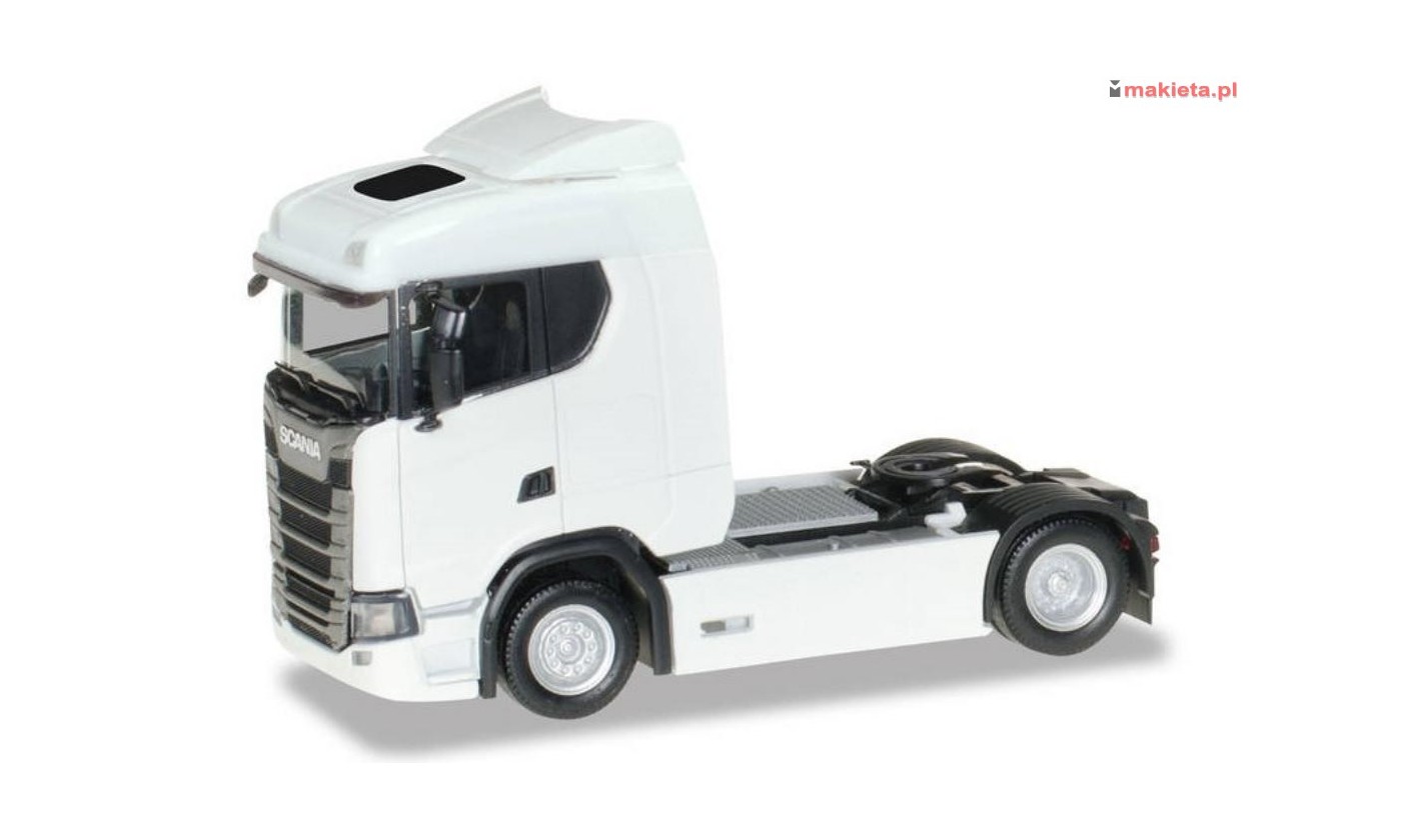Herpa 310192. Scania CS 20 low roof tractor, white, skala H0.
