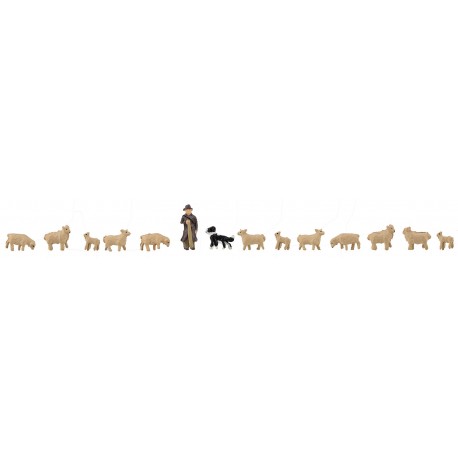 Faller 155901. Owczarz z psem pasterskim i owcami, zestaw figurek, skala H0.