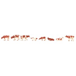 Faller 155902. Krowy brązowe w białe łaty, zestaw figurek, skala N.