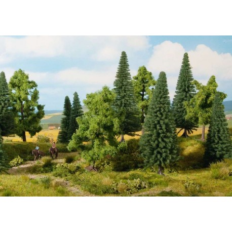 NOCH 24620. "Las mieszany", zestaw drzew (10-14 cm), 8 sztuk. Skala H0 / TT.