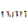 Noch 15523. Ludzie z parasolami, zestaw figurek, skala H0 1:87