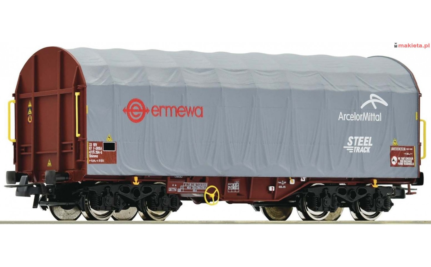 ROCO 76447. Wagon kryty Shimms, kurtynowy, "ERMEWA / ArcelorMittal", ep.V, skala H0