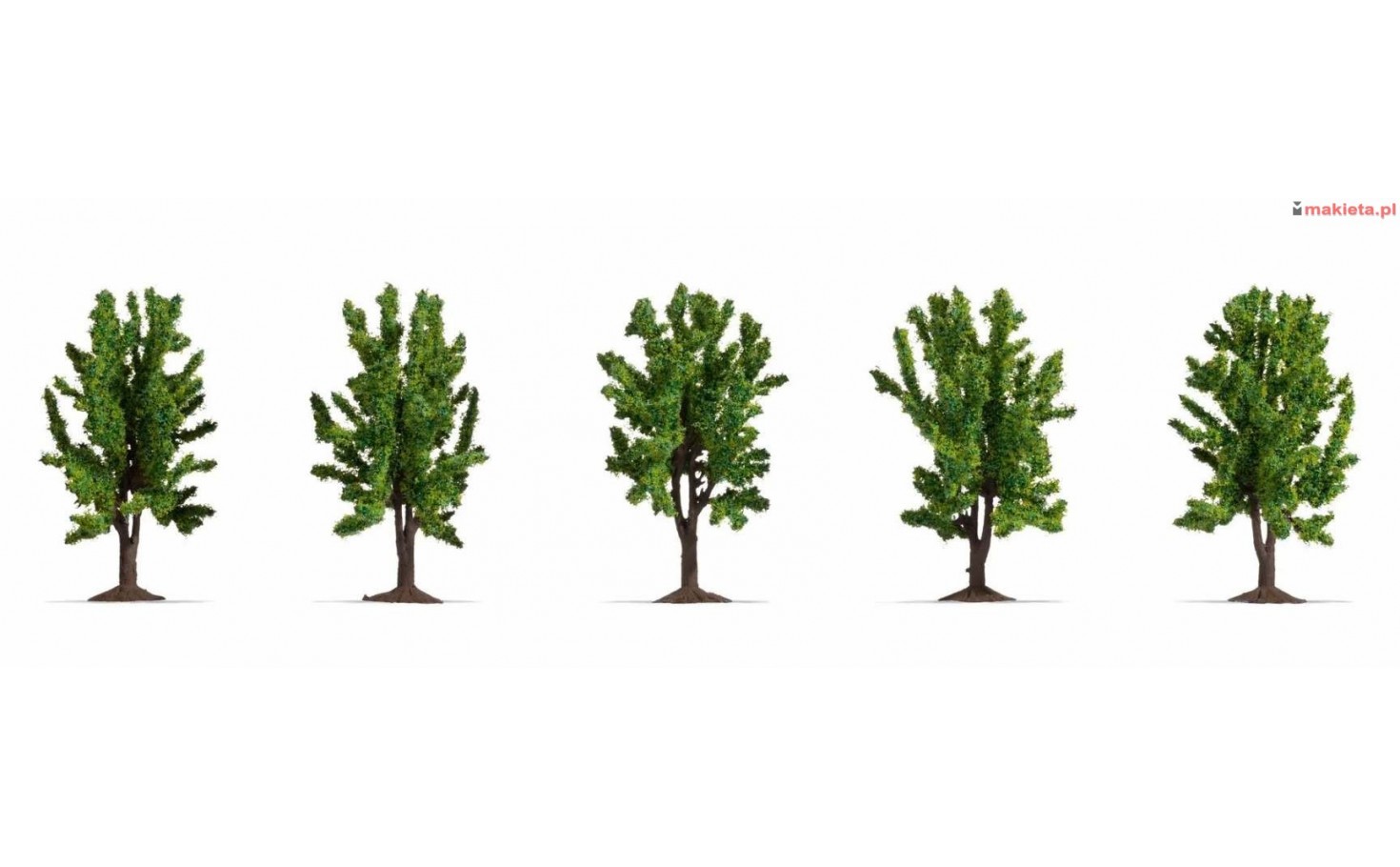 NOCH 25620. Zestaw drzew liściastych, 5 sztuk, wys. ~8 cm, skala H0-TT-N