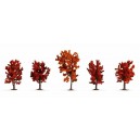 NOCH 25625. Zestaw jesiennych drzew liściastych, 5 sztuk, wys. ~8 - 10 cm, skala H0-TT-N