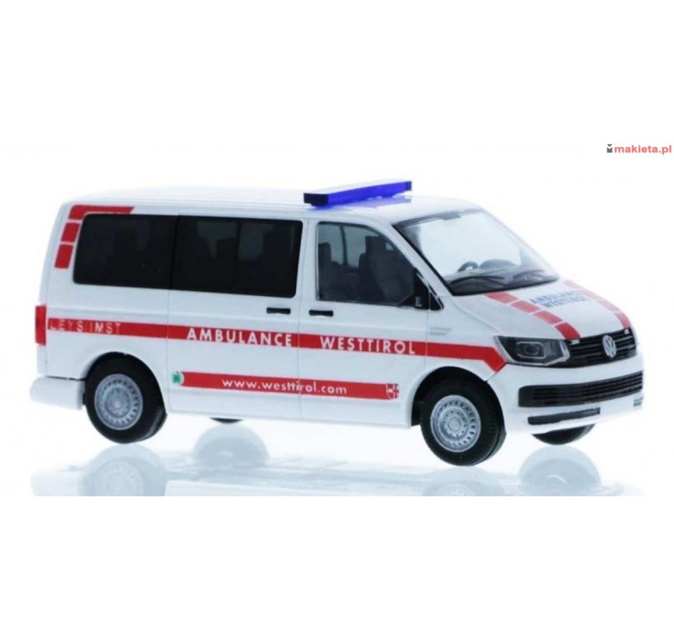 Rietze 53711. Volkswagen T6 Ambulance Westtirol, skala H0