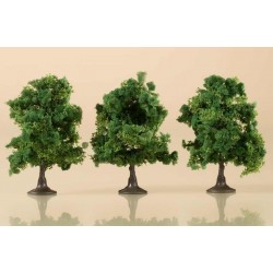 Auhagen 70936. Drzewa liściaste, 3 sztuki, ~7 cm. Ciemnozielone