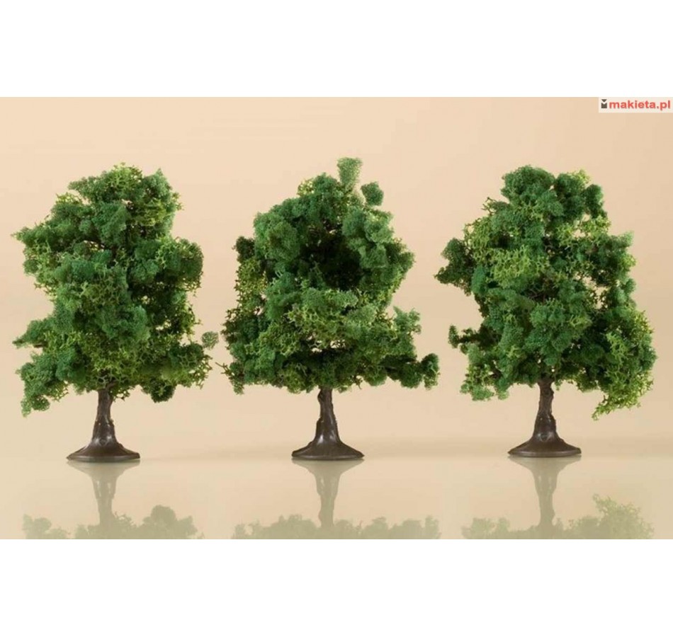 Auhagen 70936. Drzewa liściaste, 3 sztuki, ~7 cm. Ciemnozielone