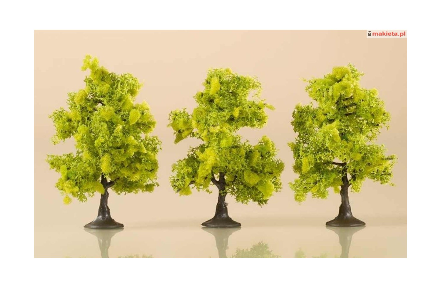 Auhagen 70935. Drzewa liściaste, 3 sztuki, ~7 cm. Jasnozielone