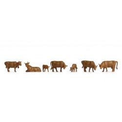 Noch 18216. Krowy brązowe, zestaw figurek w skali H0 1:87