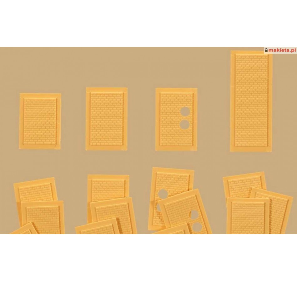 Auhagen 80226. "Ślepe okna" "Q, R i S", żółta cegła, 16 sztuk, skala H0