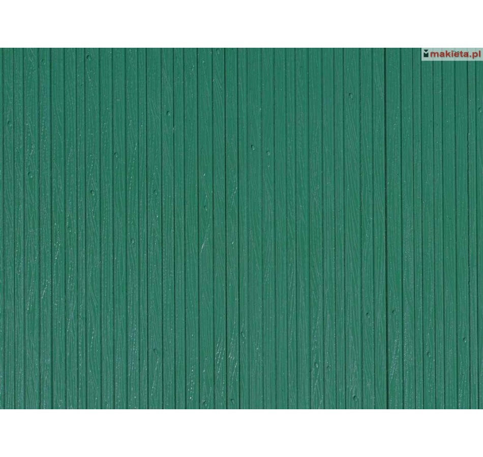 Auhagen 52419. Ściana drewniana zielona, dekor. Plastik wytłaczany. 20 x 10 cm