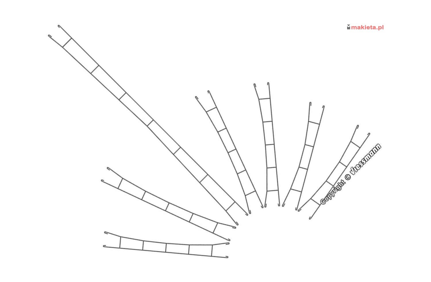 Viessmann 4340. Przewody sieci trakcyjnej, komplet, 5 sztuk x 135,5 mm, Ø 0,4 mm, skala N 1:160