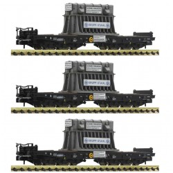 Fleischmann 845511. Zestaw: trzy wagony Samms "Krupp-Stahl", DB, ep. IV, skala N 1:160