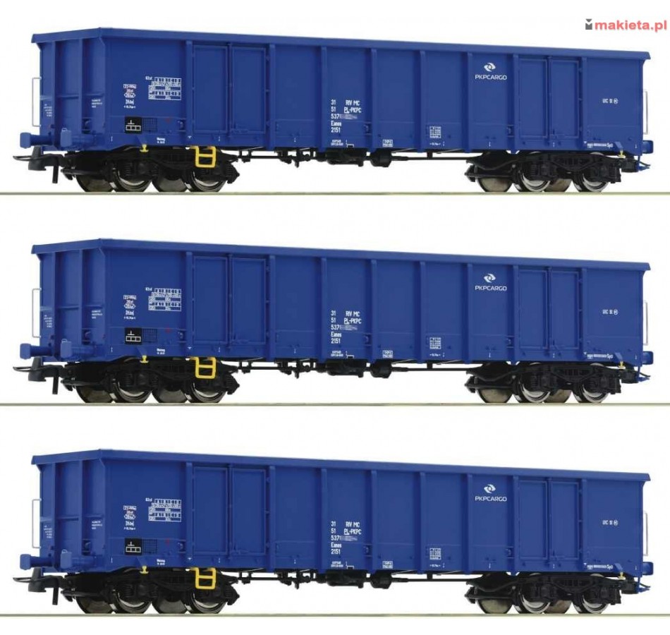 ROCO 6600100. Zestaw. Trzy wagony Eanos PKP Cargo, ep.VI, skala H0