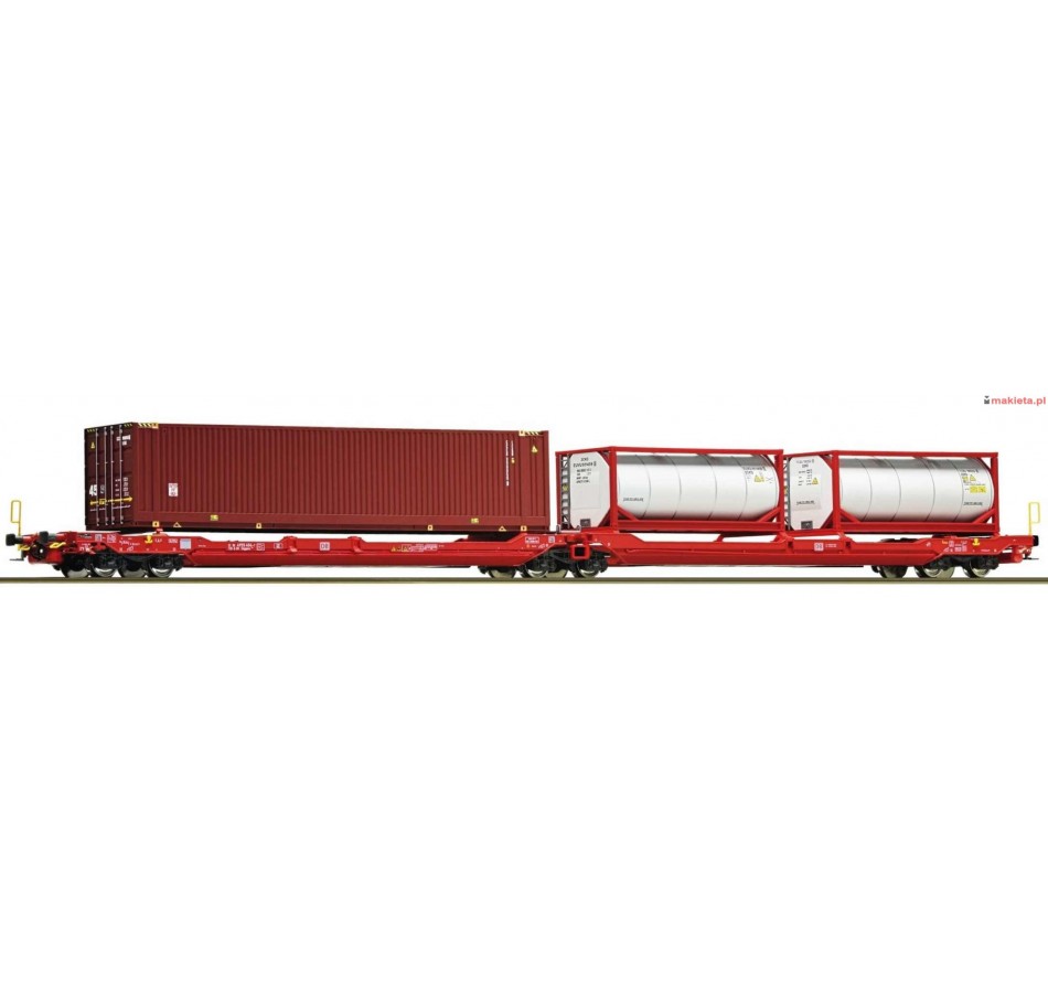 ROCO 77400. Podwójny wagon kontenerowy T3000e DB AG, ep.VI, skala H0