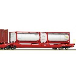 ROCO 77400. Podwójny wagon kontenerowy T3000e DB AG, ep.VI, skala H0