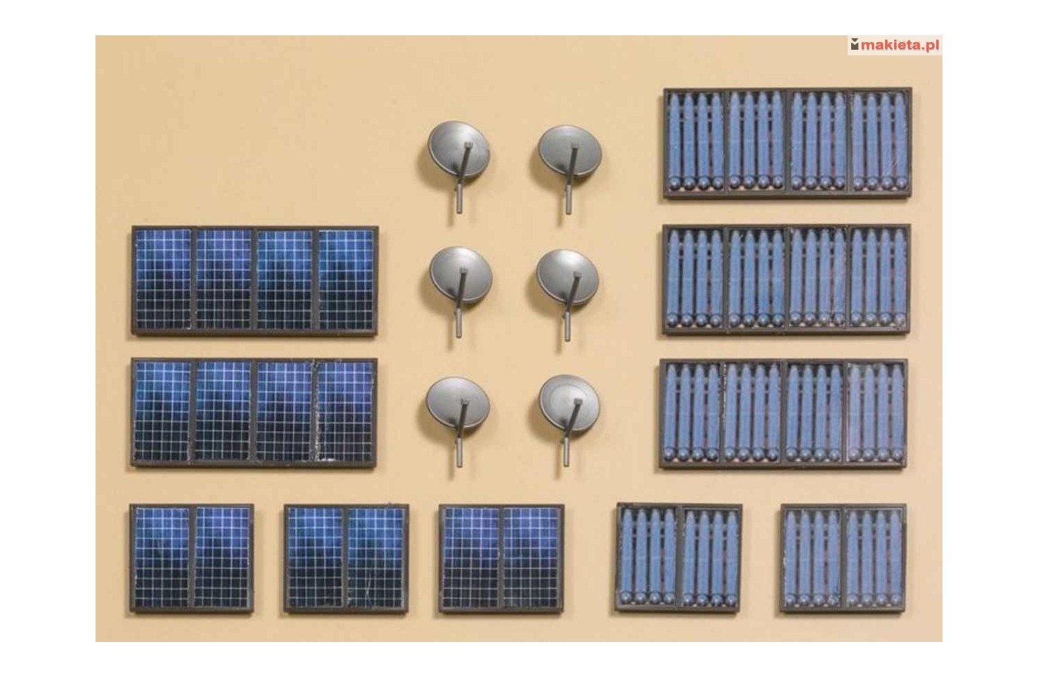Auhagen 41651. Kolektory - panele słoneczne i anteny satelitarne, zestaw, H0