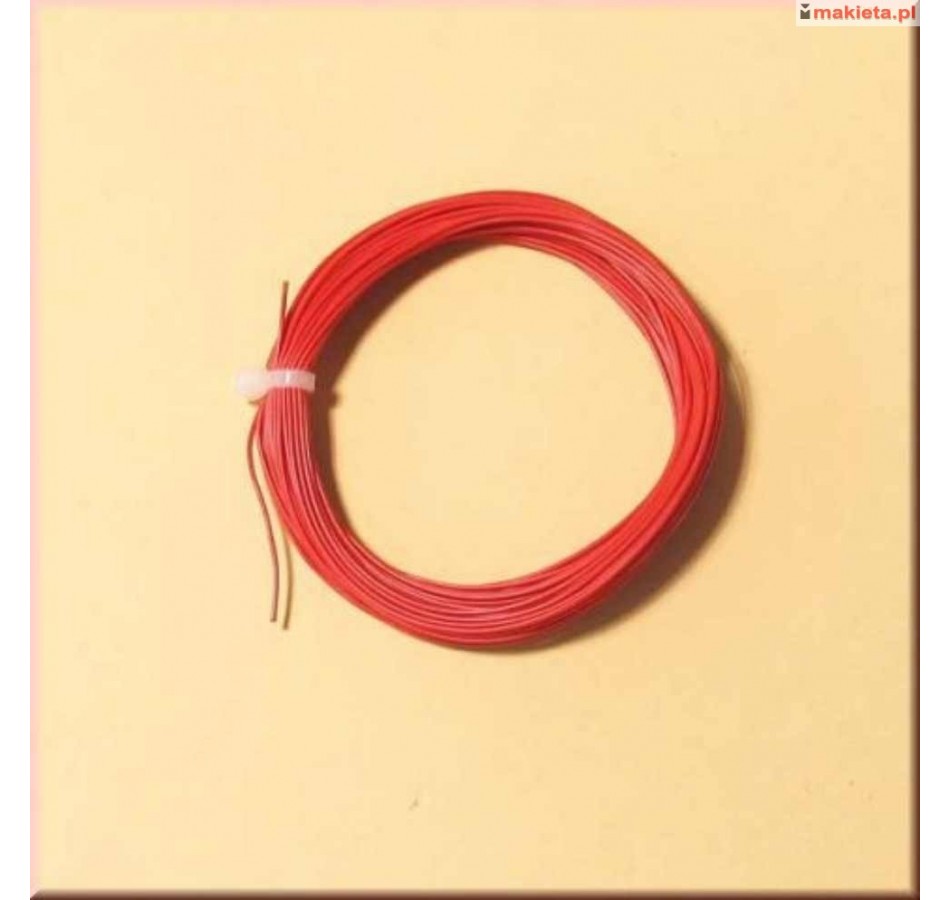 Auhagen 58801. Przewód czerwony, 10 metrów. Przekrój kabla 0,14 mm²