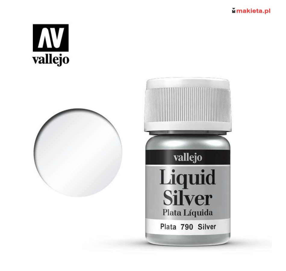 Vallejo 70790. Liquid Metal Silver, metalizer na bazie alkoholu, 35 ml