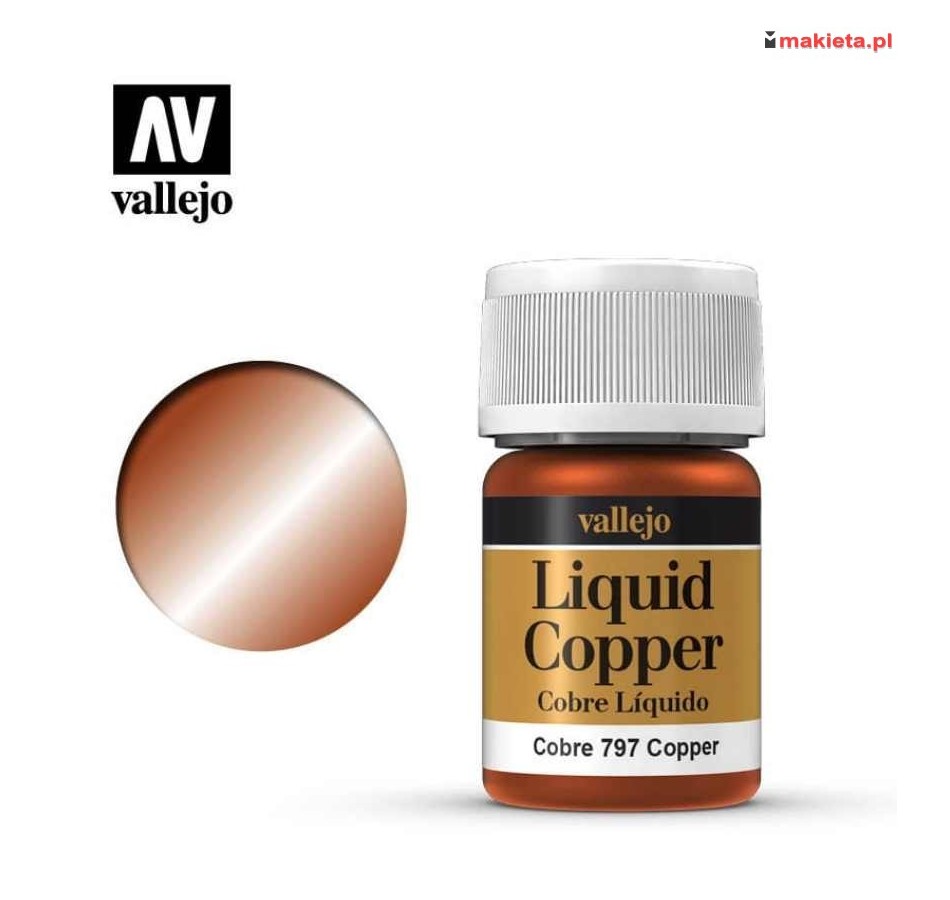 Vallejo 70797. Liquid Metal Copper, metalizer na bazie alkoholu, 35 ml