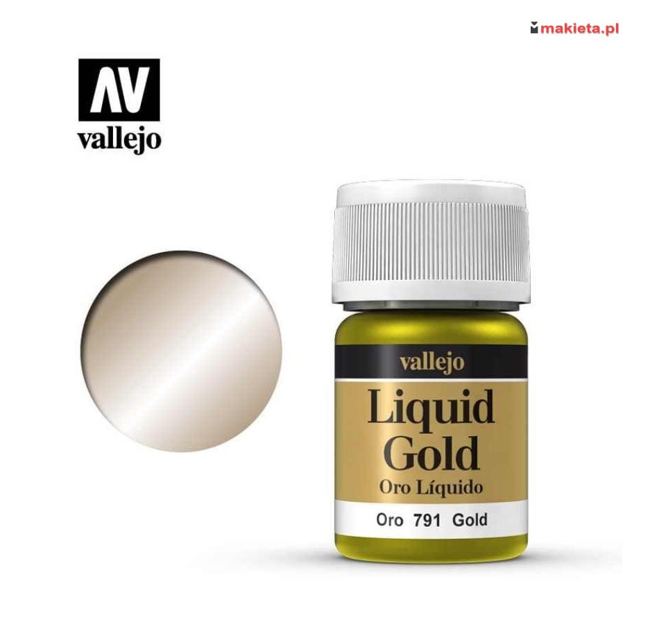 Vallejo 70791. Liquid Metal Gold, metalizer na bazie alkoholu, 35 ml