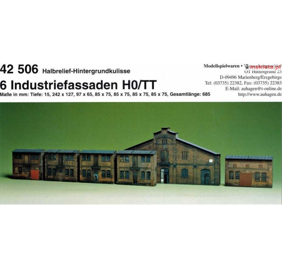Auhagen 42506. Fasady zabudowań przemysłowych - tło.