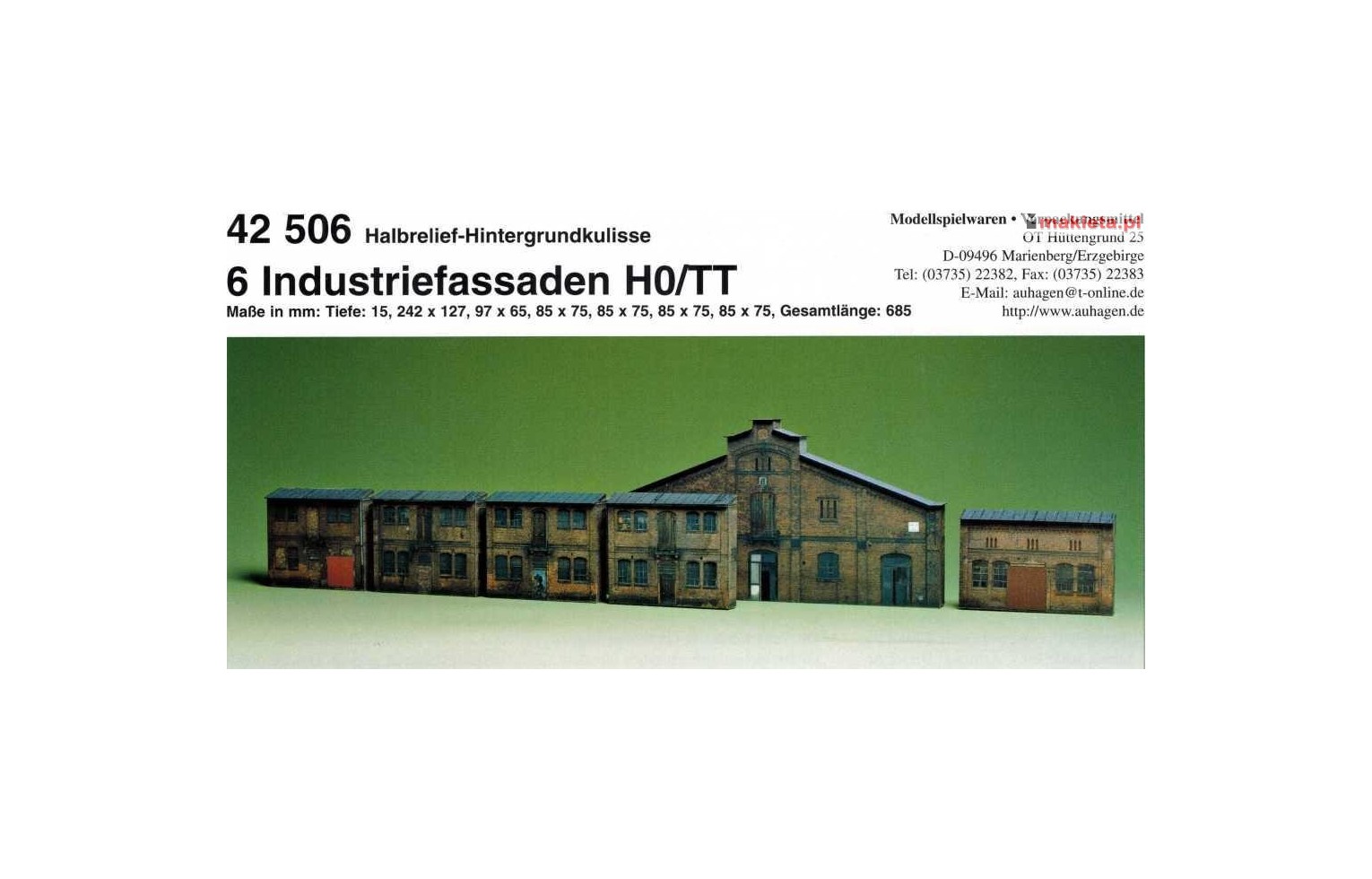 Auhagen 42506. Fasady zabudowań przemysłowych - tło.